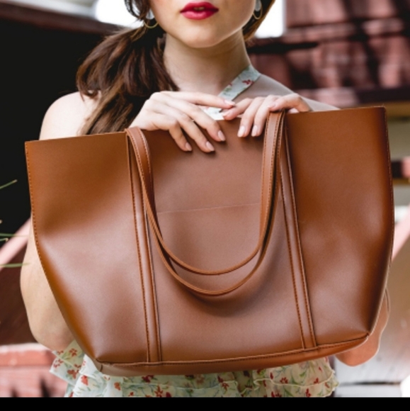 Henny + Lev Danielle Tote Bag in Cognac NWT BNIP - Picture 3 of 4